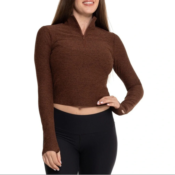 Year of Ours Tops - Year Of Ours Training long sleeve Shirt Zip Neck Bronze